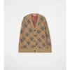 Cardigan in misto cotone e lana a quadri