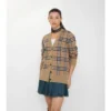 Cardigan in misto cotone e lana a quadri