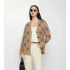Cardigan in misto cotone e lana a quadri