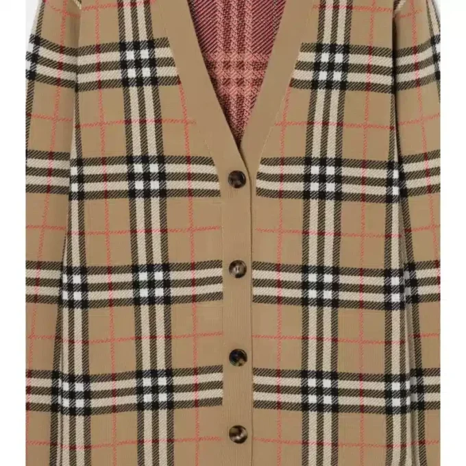 Cardigan in misto cotone e lana a quadri