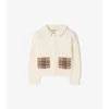 Cardigan in misto cotone e lana con tasche a quadri