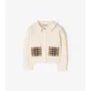 Cardigan in misto cotone e lana con tasche a quadri