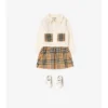 Cardigan in misto cotone e lana con tasche a quadri