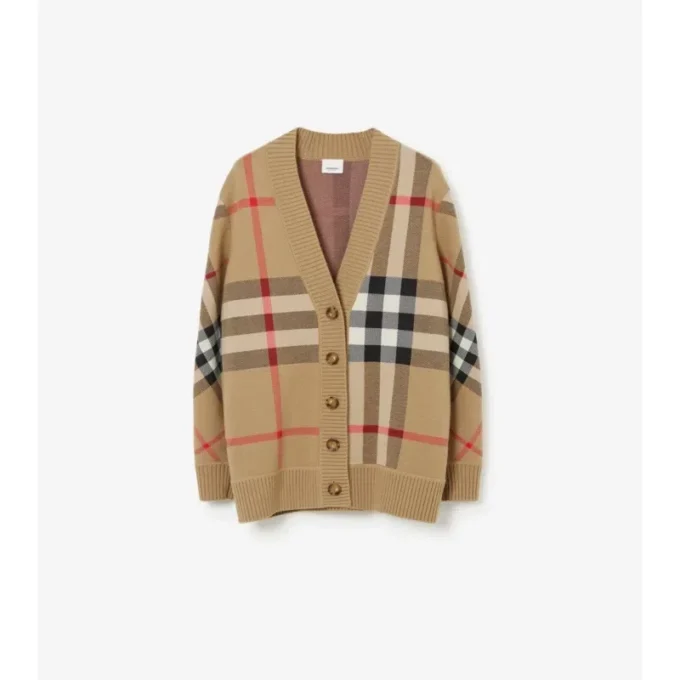 Cardigan in misto lana a quadri