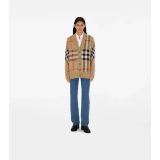 Cardigan in misto lana a quadri