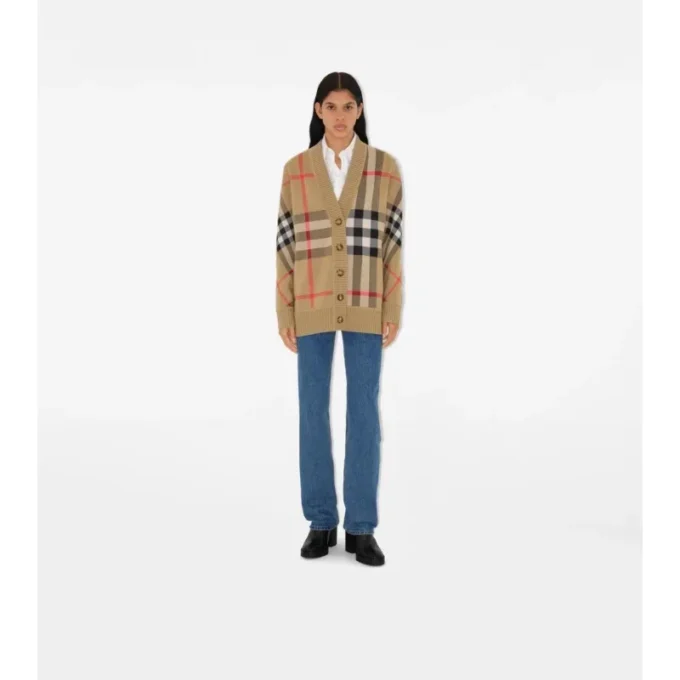 Cardigan in misto lana a quadri