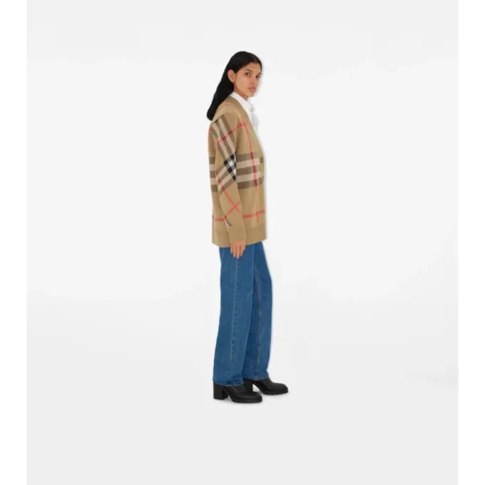 Cardigan in misto lana a quadri