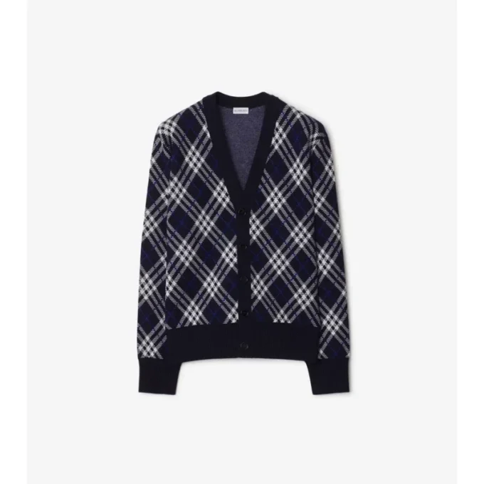 Cardigan in misto lana con motivo a quadri