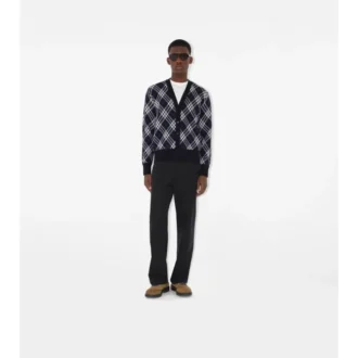 Cardigan in misto lana con motivo a quadri