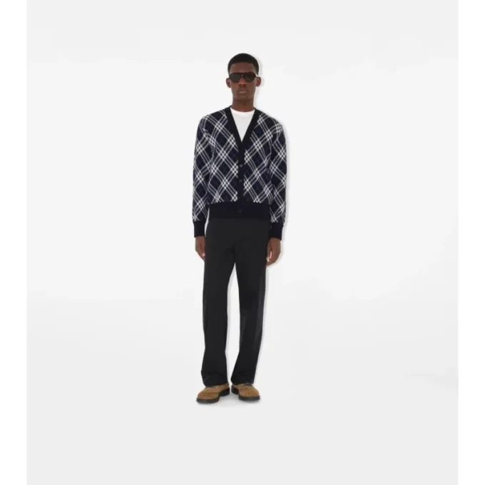 Cardigan in misto lana con motivo a quadri
