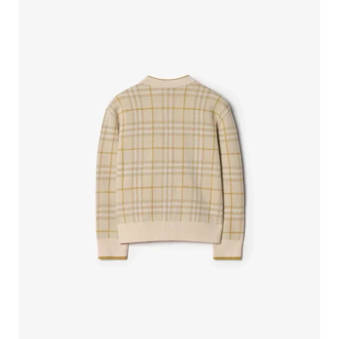 Cardigan in misto lana con motivo a quadri metallizzati