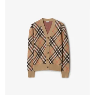 Cardigan in misto lana e mohair con motivo a quadri