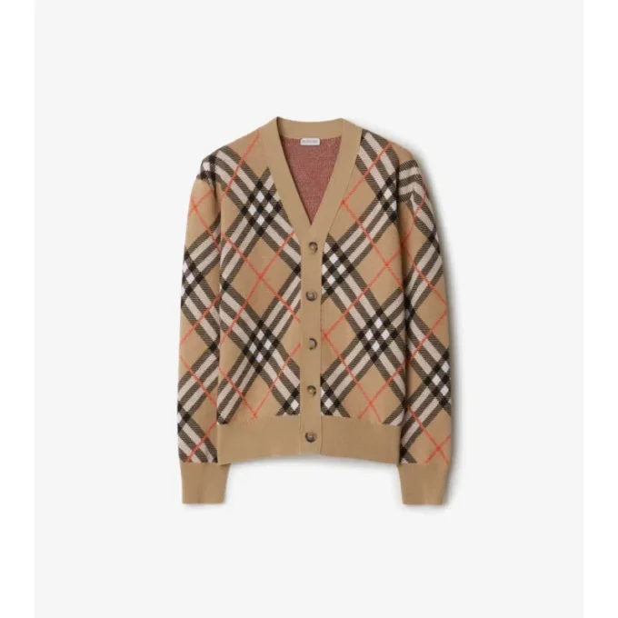 Cardigan in misto lana e mohair con motivo a quadri