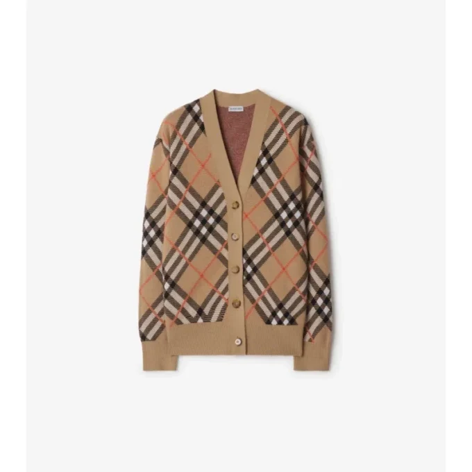 Cardigan in misto lana e mohair con motivo a quadri