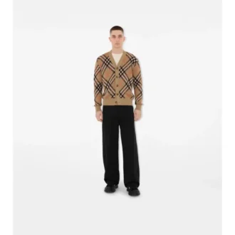 Cardigan in misto lana e mohair con motivo a quadri