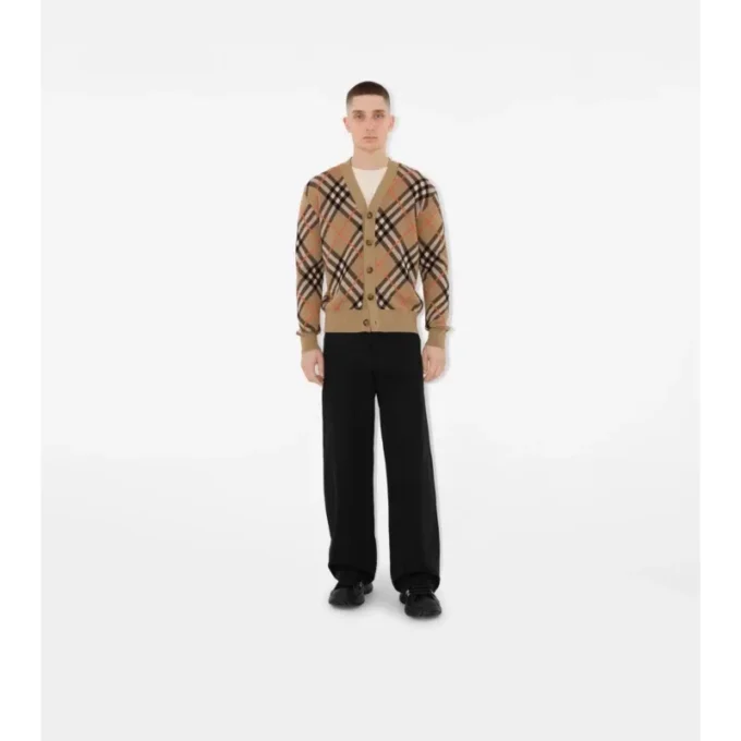 Cardigan in misto lana e mohair con motivo a quadri