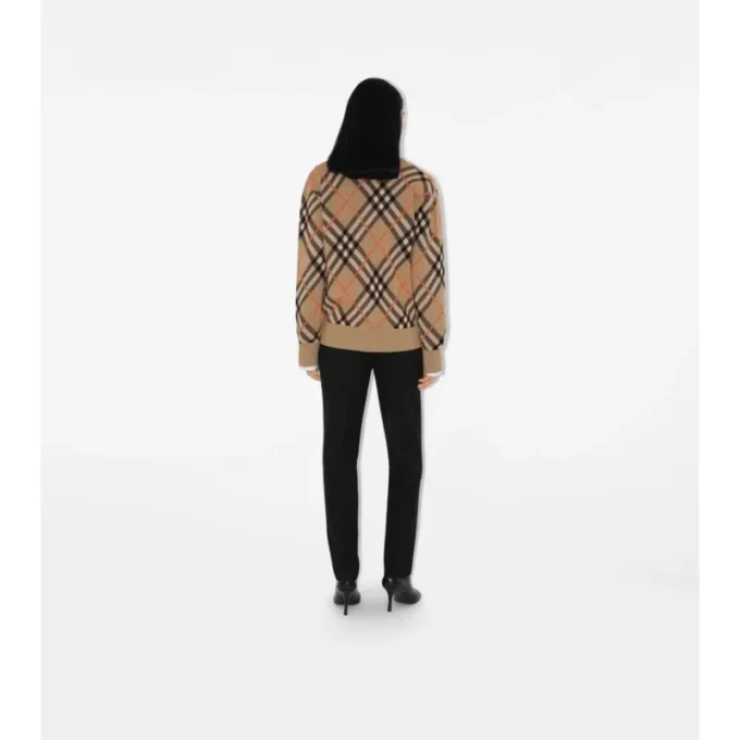 Cardigan in misto lana e mohair con motivo a quadri