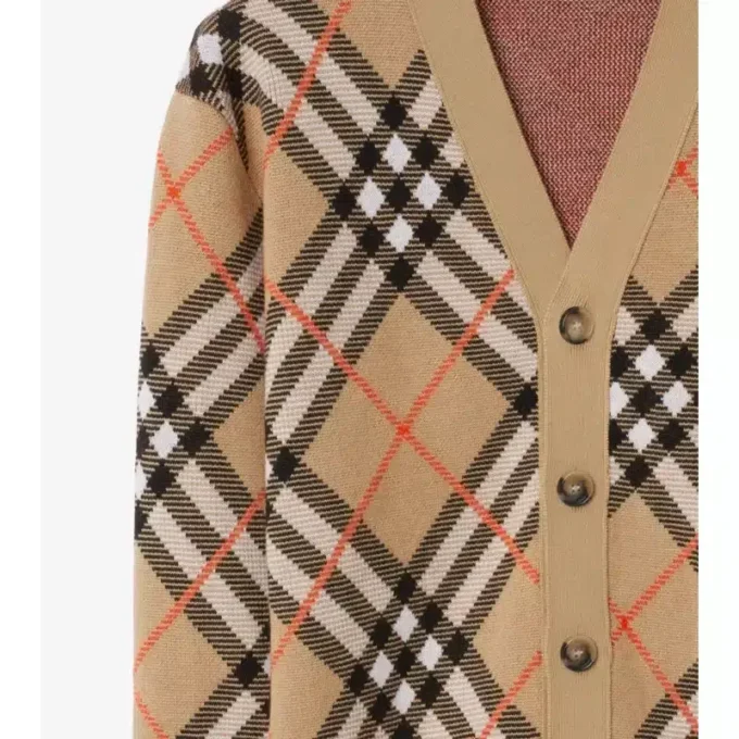 Cardigan in misto lana e mohair con motivo a quadri