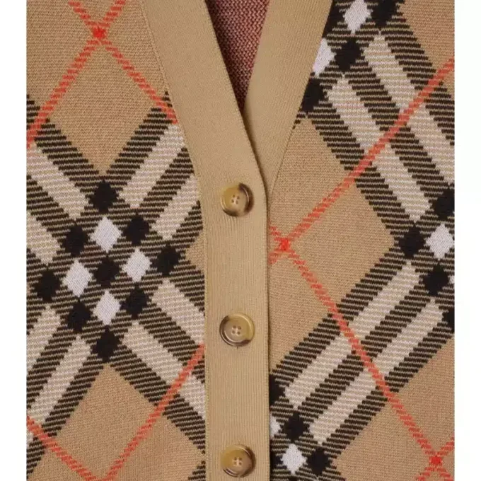 Cardigan in misto lana e mohair con motivo a quadri