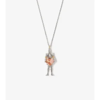 Collana con ciondolo a forma di cuore e cavaliere 