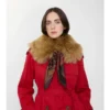 Colletto in shearling con bordi in foulard