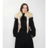 Colletto in shearling con bordi in foulard