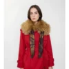 Colletto in shearling con bordi in foulard