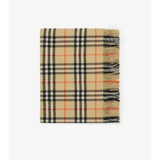 Coperta in lana e cashmere con motivo a quadri