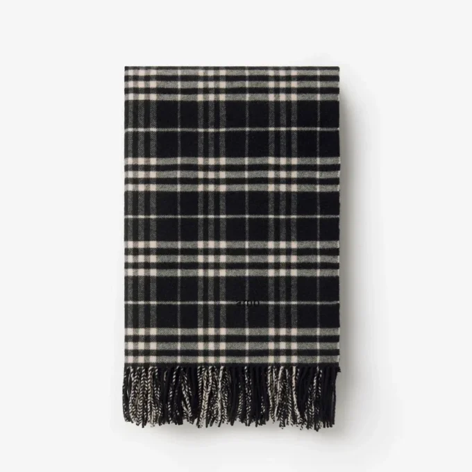 Coperta in lana e cashmere con motivo a quadri