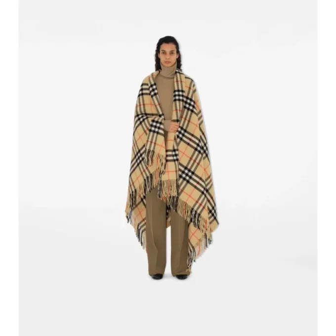 Coperta in lana e cashmere con motivo a quadri