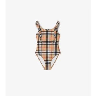 Costume da bagno a quadri con bordi arricciati