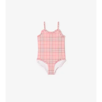 Costume da bagno a quadri con bordi arricciati