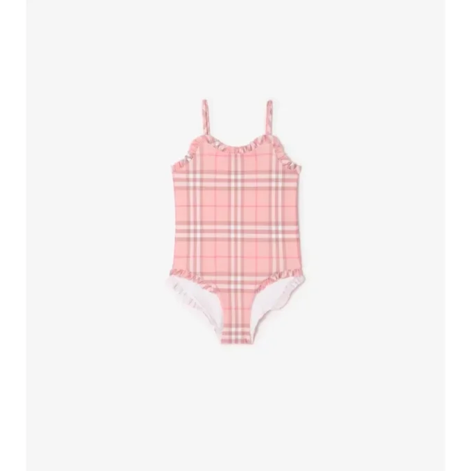 Costume da bagno a quadri con bordi arricciati