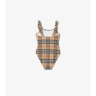 Costume da bagno a quadri con bordi arricciati