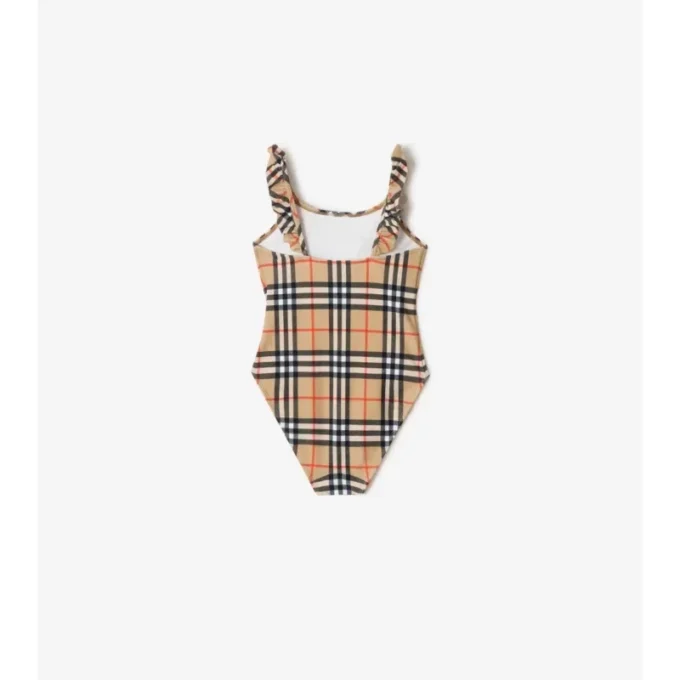 Costume da bagno a quadri con bordi arricciati