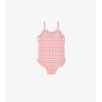 Costume da bagno a quadri con bordi arricciati