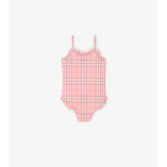 Costume da bagno a quadri con bordi arricciati