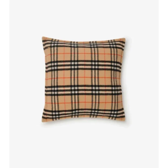 Cuscino in lana e cashmere con motivo a quadri