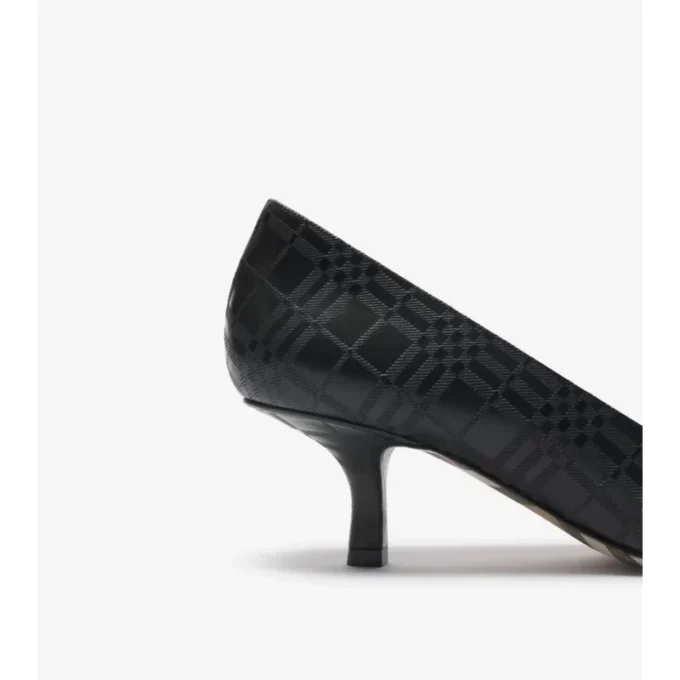 Décolleté basse en peau à carreaux