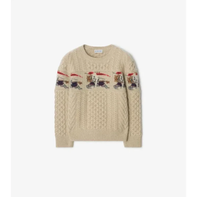 EKD Maglione in lana e cashmere con lavorazione Aran