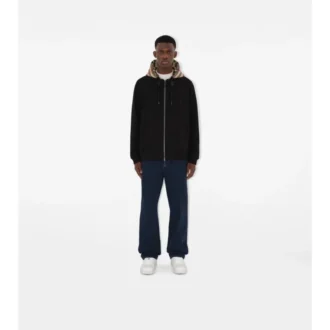 Felpa con cappuccio e zip in cotone a quadri