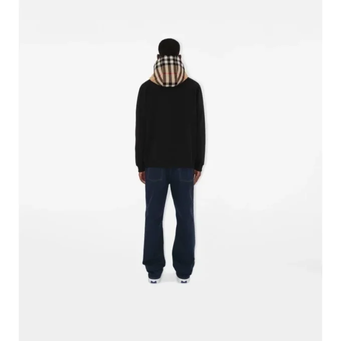 Felpa con cappuccio e zip in cotone a quadri
