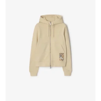 Felpa con cappuccio e zip in cotone Check Label