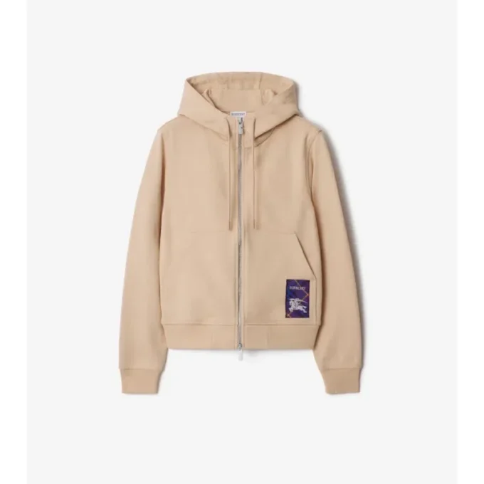 Felpa con cappuccio e zip in cotone Check Label
