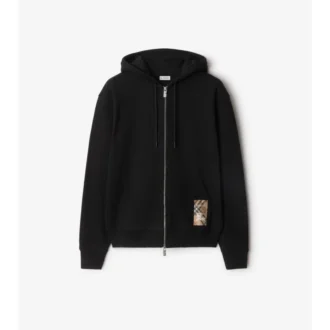 Felpa con cappuccio e zip in cotone Check Label