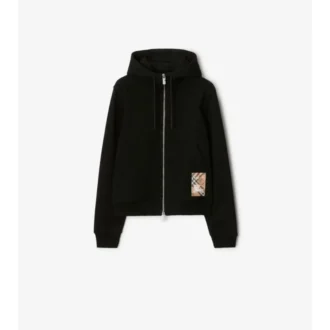 Felpa con cappuccio e zip in cotone Check Label