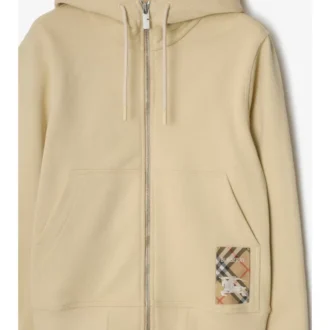 Felpa con cappuccio e zip in cotone Check Label