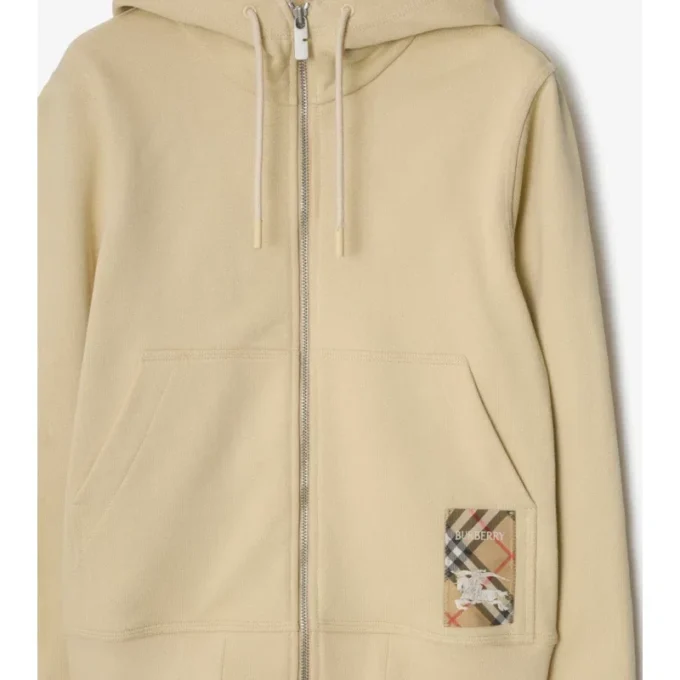 Felpa con cappuccio e zip in cotone Check Label