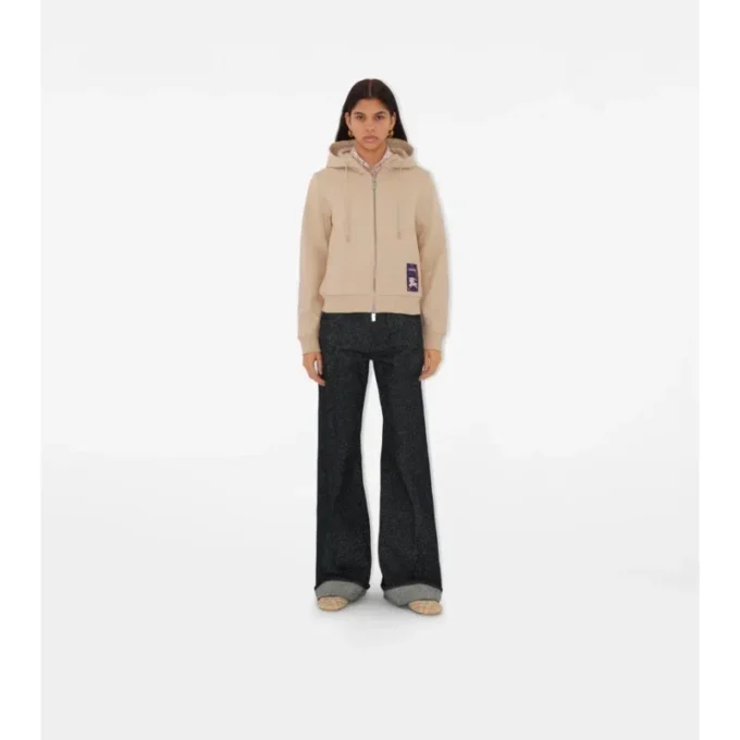 Felpa con cappuccio e zip in cotone Check Label