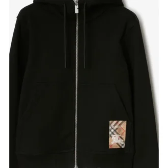 Felpa con cappuccio e zip in cotone Check Label